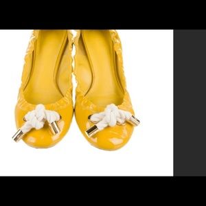 Tory Burch nautical cord bow patent leather ballerina flat shoes